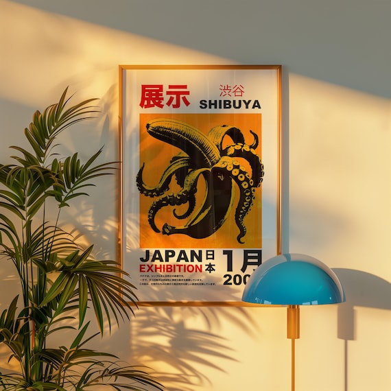 Banana Octopus Print : Retro Wall Art | Vintage Japan Art Print