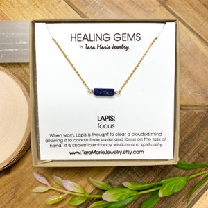 Lapis Focus Sterling Silver or 14k Gold Filled Healing Gem dainty necklace for sensitve skin. Funny Gift for her Focus