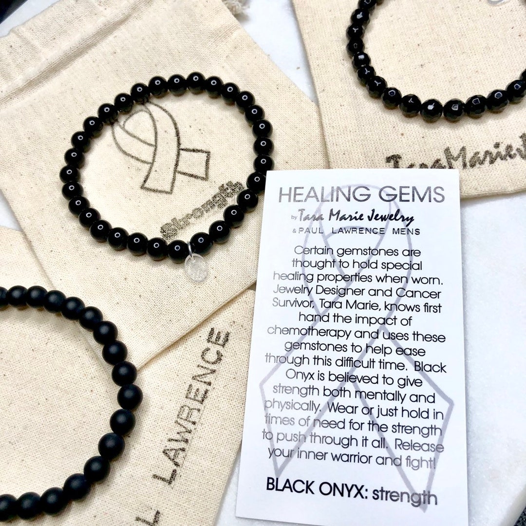 Cancer Care Package Black Onyx for Strength. 6mm Smooth, Matte, or
