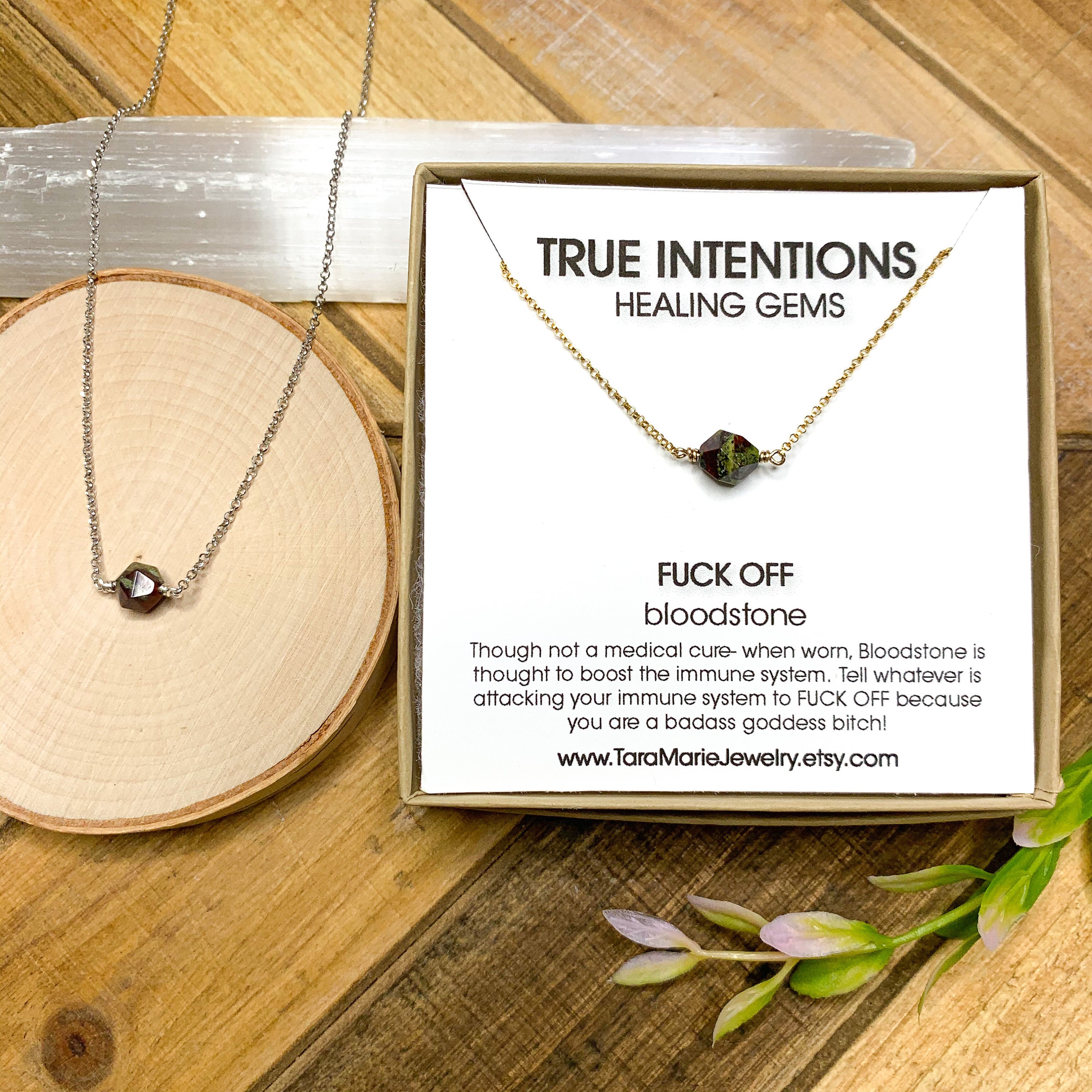 Faceted Bloodstone fuck Off Sterling 
