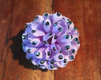 Small Rhinestoned Lavender Flower Clip