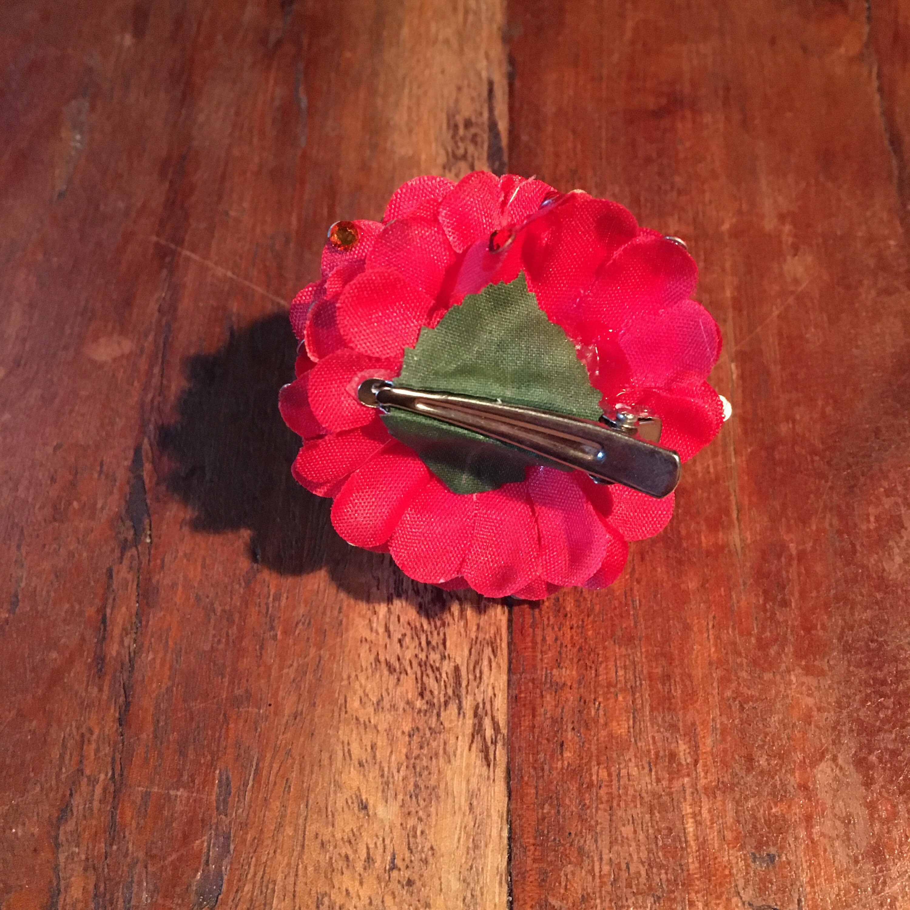 Small Rhinestoned Red-orange Flower Hair Clip - Etsy