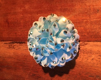 Piccolo Renostoned Sky Blue Fiore Capelli Clip