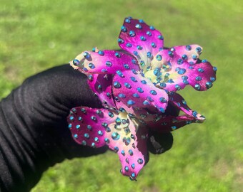 Rhinestoned White Double Orchid Clip.