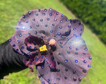 Deep Purple Rhinestoned orchid clip