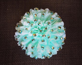 Small Sparkly mint green pompon Hair or anywhere clip