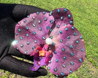 Rhinestoned Small purple Orchid Flower Clip