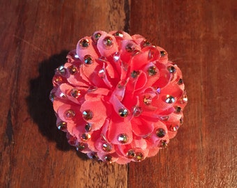 Small Rhinestoned Guava Flower Hair Clip