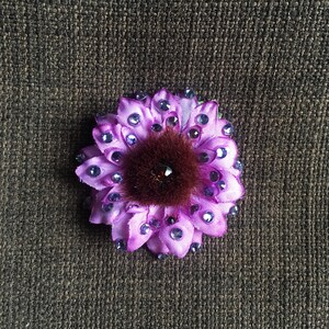 Small Rhinstoned hair clip or lapel pin in purple