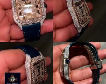 Vollständig vereiste VVS-Moissanit-Diamant-Automatikuhr mit Burst-Down-Armbanduhr, handgefertigte Armbanduhr, Edelstahluhr