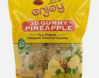 Pineapple 3D Gummies: Hawaii Tropical Fruit Snacks (11.3 Oz
