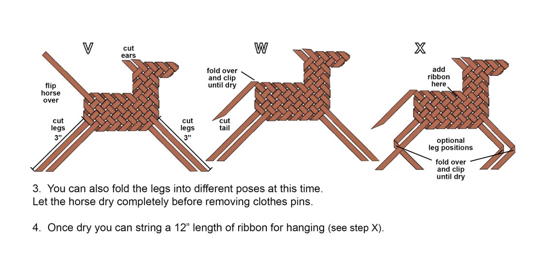 Woven Horse and reindeer Ornament PDF digital instructions Etsy