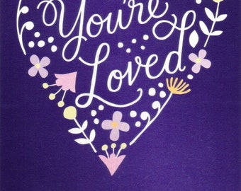 Thoughtful HAPPY MOTHER'S DAY Card, "You're Loved" Purple Heart