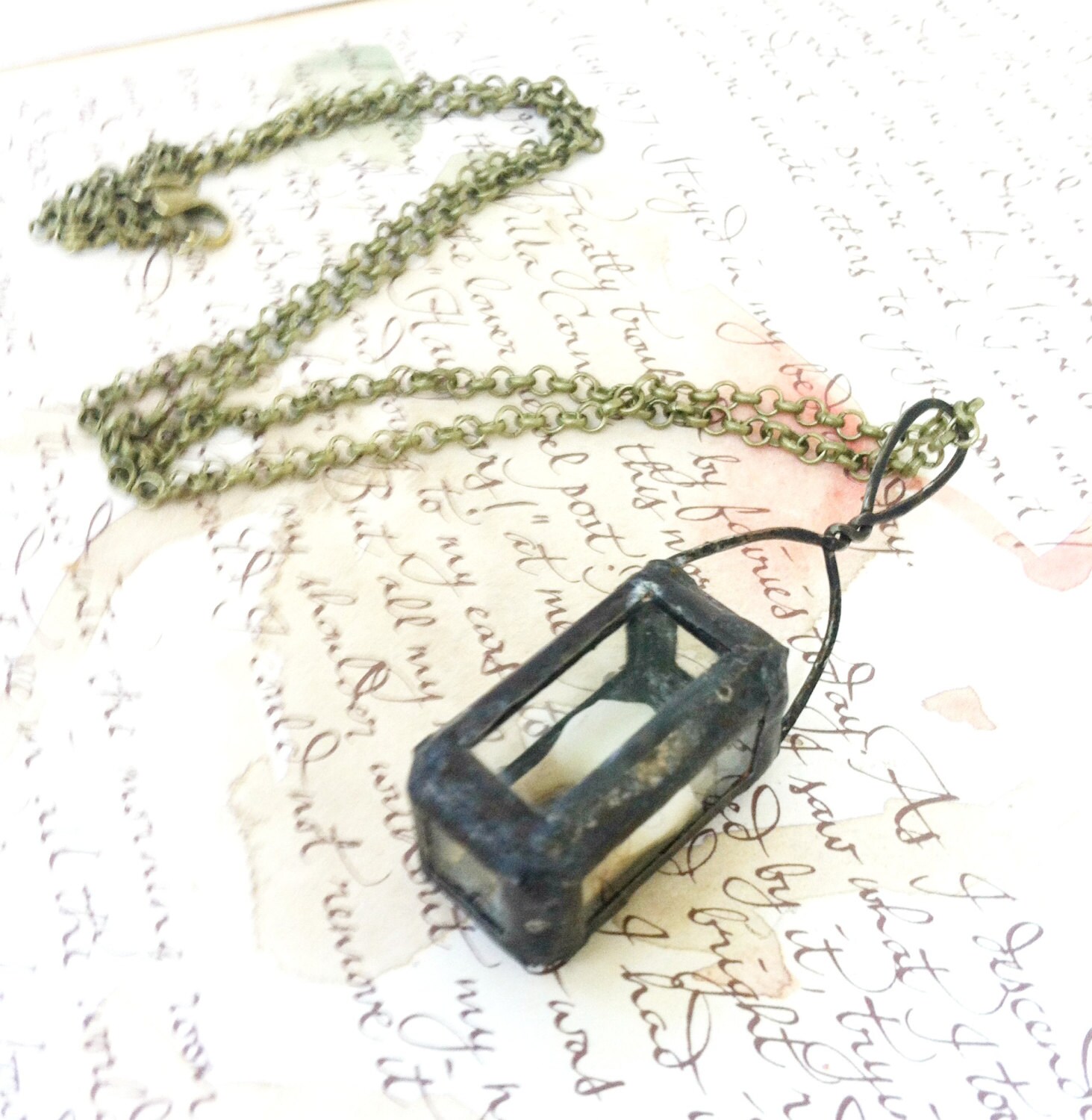 Deer Tooth Necklace Soldered Glass Reliquary Necklace Animal Etsy