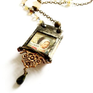 Miniature Book Pendant Mary And Angel Pendant Glass Journal Tiny Poem Book Charm Necklace Collage Art Journal Jewelry image 5