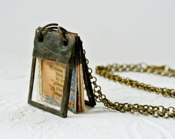 Glass Journal Tiny Journal Book Charm Book Necklace Miniature Book