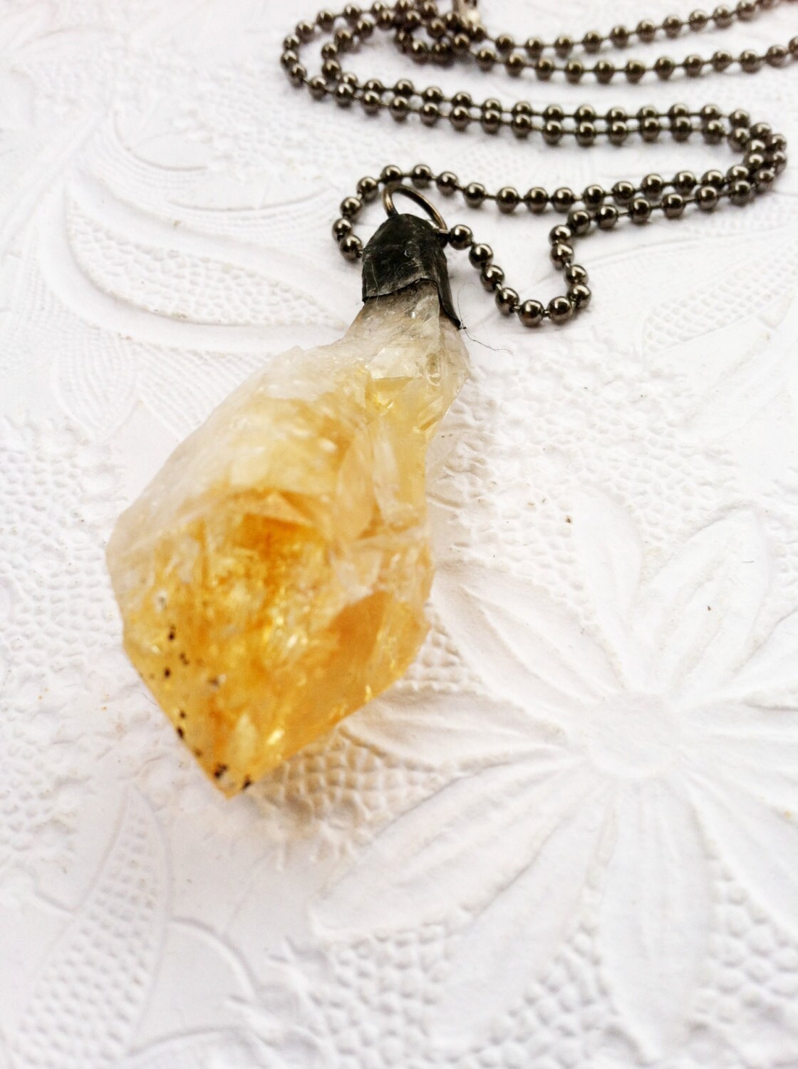 Yellow Crystal Stone Necklace (24K Gold Filled) – Rosarios Y Mas