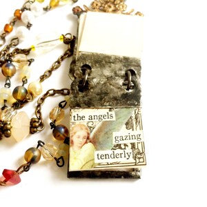 Miniature Book Pendant Mary And Angel Pendant Glass Journal Tiny Poem Book Charm Necklace Collage Art Journal Jewelry image 4