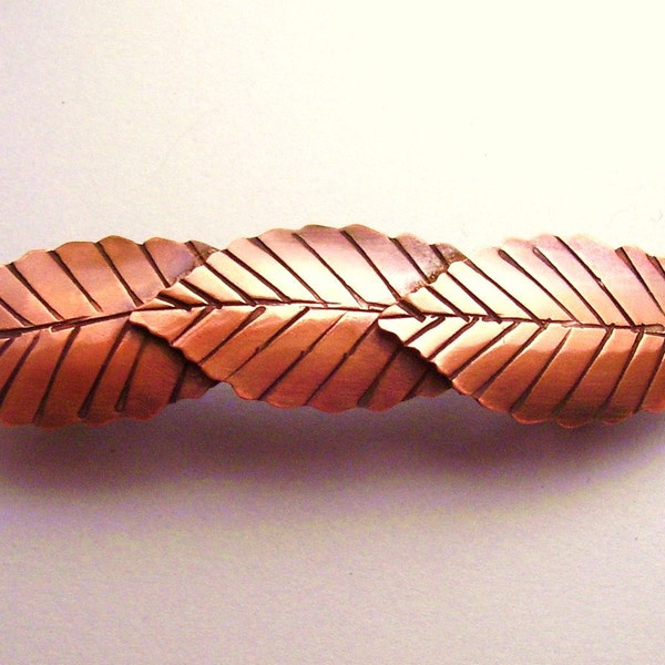 Copper Leaf Barrette - Medium