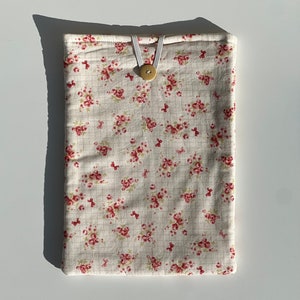 Book Sleeve with Button - Floral, Coquette, Kindle Pouch, Book Pouch, Handmade, Small, Medium, and Large Sizes - Ideal Gift for Book Lover