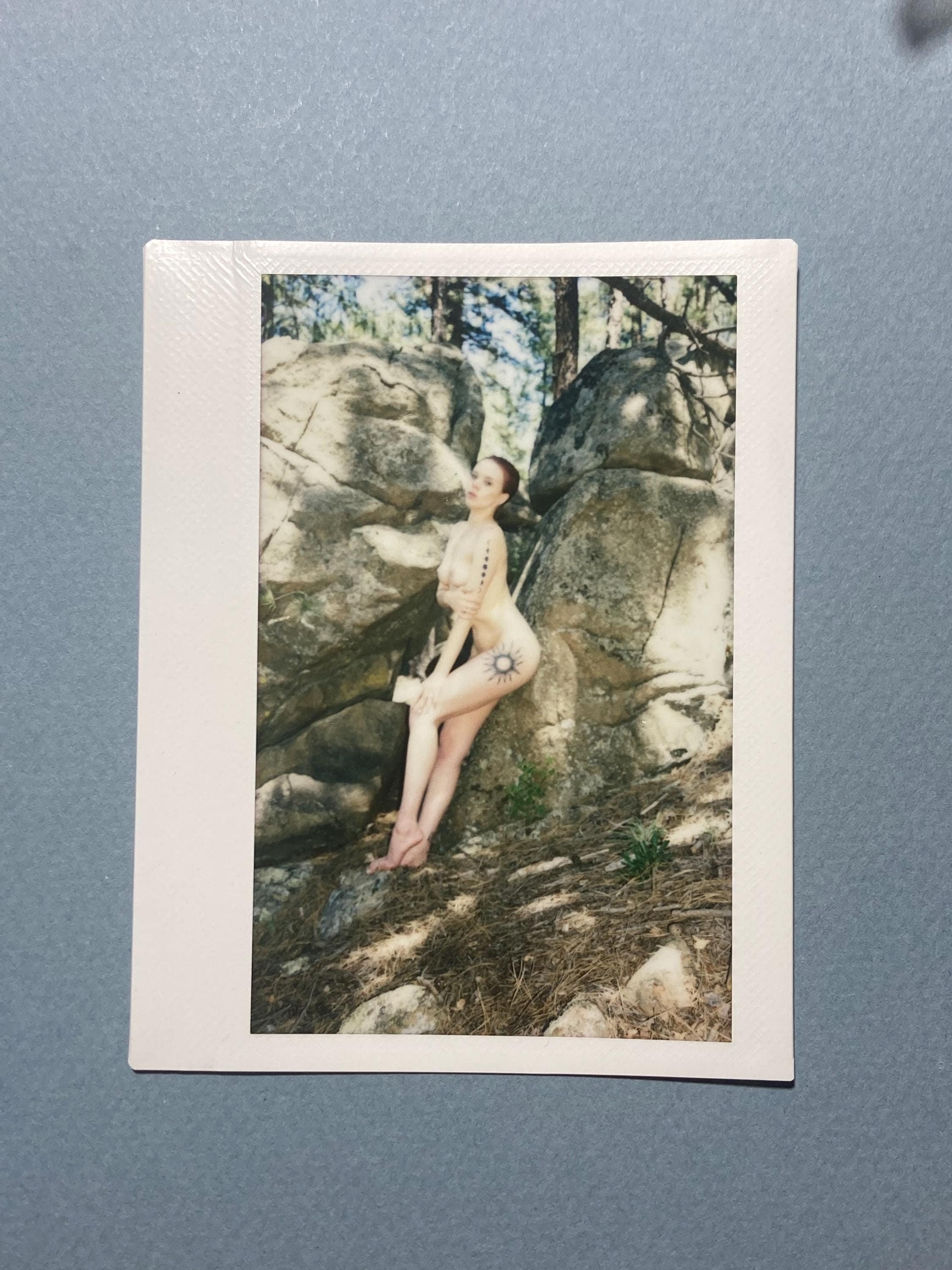Instant Photograph Polaroid Instax Original One of a Kind Print Beautiful Artistic Nude Figure Pose in the Mountains Colorado