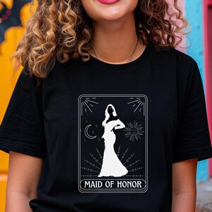 Trauzeugin Tarot Karte Unisex Softstyle T-Shirt für gruselige Hochzeit Party Witchy MOH Shirt für Beste Freundin Freundin