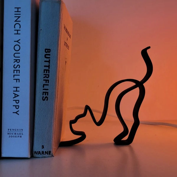 Serre-livres Chat Minimaliste - Léger et Élégant, Décoration de Bibliothèque, Idée Cadeau pour Amoureux des Chats