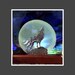 Stained Glass Wolf Howling Nite Light