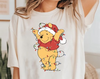 Winnie The Pooh Christmas Lights DTF Transfer, Pooh Christmas DTF, Pooh Bear Xmas Transfer, Disney Christmas DTF, Disney Xmas Trip Transfer