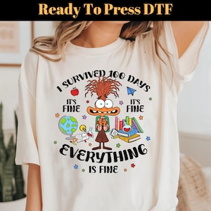 Ich überlebte 100 Tage der Schule DTF Transfer, Cartoon Emotionen DTF, Inside Out 2 Anxiety Transfer, Inside Out Charaktere DTF, Film Cartoon