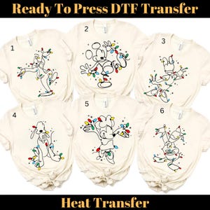Mickey and Friends Christmas Lights DTF Transfer, Christmas Lights DTF, Disneyland Xmas Family Trip DTF, Very Merry Xmas Holiday Transfer
