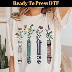 花柄ライトセーバー スターウォーズ DTF 転写シート、ギャラクシーズエッジ すぐに印刷可能、ダース・ベイダー DTF、スターウォーズ キャラクター DTF、ディズニー スターウォーズ デー DTF