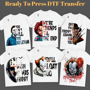 Horror Figuren DTF Transfer, Horror Friends DTF, Halloween Horror Figuren DTF, Halloween Filme DTF, Halloween Horrorfilme Dtf