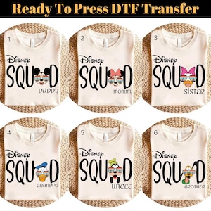 Aangepaste Disney-personages familie zonnebril DTF, Disney Family DTF-overdracht, Disney Squad DTF, Mickey & Friends DTF, gepersonaliseerde Disney-familie