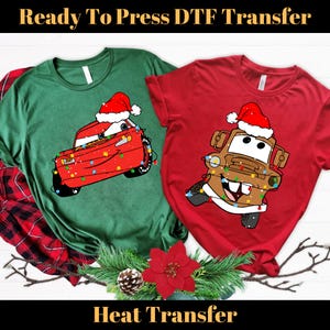 Disney Lightning McQueen Christmas DTF Transfer, Tow Mater Christmas DTF, Disney Cars Christmas DTF, Disney Christmas Transfer, McQueen Dtf