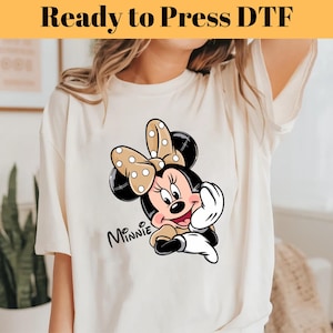 Minnie listo para imprimir, transferencia DTF de Disney, transferencia de calor de Minnie Mouse sonrisa, lindo Minnie DTF, transferencia DTF de Disneyworld, transferencia de Disneyland