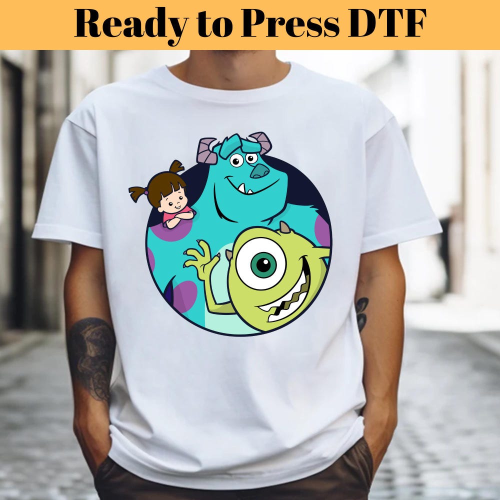 Disney Monsters Inc Dtf Transfer, Monsters University Dtf, Monsters Inc Movie Transfer, Disneyland Vacation Dtf, Monsters James Dtf, Boo Dtf