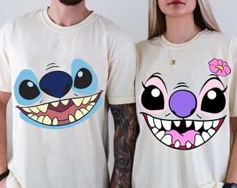 Disney Stitch And Angel DTF Transfer, Stitch Ready To Press, Disneyland Family DTF, Stitch Transfer, Lilo And Stitch DTF, Disney Couple Dtf