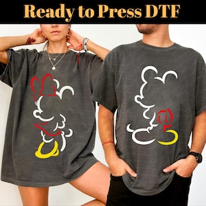 Disney Mickey and Minnie Couple DTF Transfer, Disney Couple Transfer, Disney Heat Transfer, Mickey and Minnie Shirt, Mickey Silhouette DTF