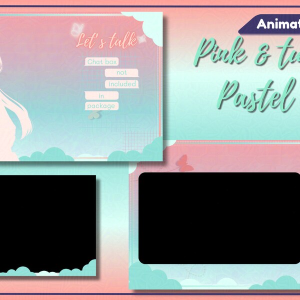 Overlay Twitch Pink & Turquoise Pastel Pack