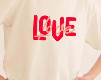 Minimalist Love Calligraphy T-Shirt | Elegant Typography Graphic Tee | Artistic Romantic Gift for Her | Minimal Aesthetic Shirt