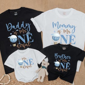 Blue Hot Air Balloon Mr Onederful Matching Shirt, Daddy Mommy Of Mr Onederful Shirt, Birthday Boy Party Outfit, First Birthday Gift