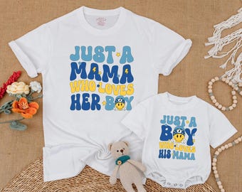 Just A Mama Who Loves Her Boy Matching Shirt, Mama and Son Matching Shirts, Mama's Boy Romper, Mother Son Shirts, Mommy and Me Outfits
