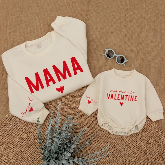Personalized Mama and Mama's Valentine Sweatshirt, Mommy and Me Valentines Sweatshirt, Family Matching Sweater, Valentine Mom and Baby Gifts