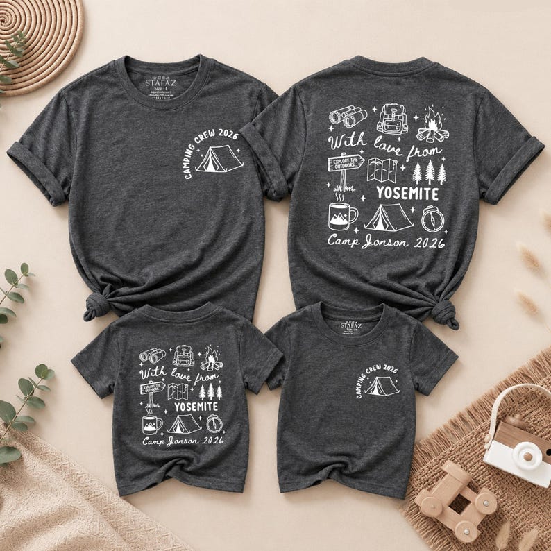 Family Camping Shirts, Custom Family Camp Trip Shirt, Matching Camping Crew Tees, Personalized Summer Camp Tshirt, Family Reunion Group Tees image 9