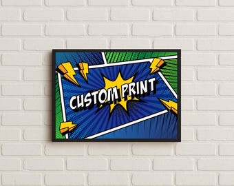 Custom Comic Book Poster, Personalised Pop Art Style Wall Art, Unique Loud Colorful Retro Style Decor, Classic Comic Book Fan Gift Idea