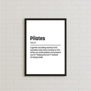 Pilates Wörterbuch Definition Style Poster, Personalisierbare humorvolle Home Gym Wandkunst, Fitness & Workout Geschenk, anpassbares Farbgeschenk