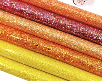 Personalized YELLOW, ORANGE & CORAL Glitter Pens w/ Black or Blue Ink Inkjoy by Papermate