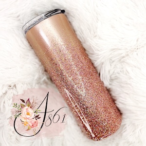 Rose Gold Ombre Glitter Tumbler in Various Sizes / Stainless Steel Personalized Tumbler