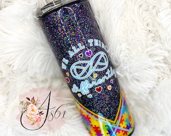 Autism Glitter 20oz Skinny Tumbler / Stainless Steel Personalized Tumbler